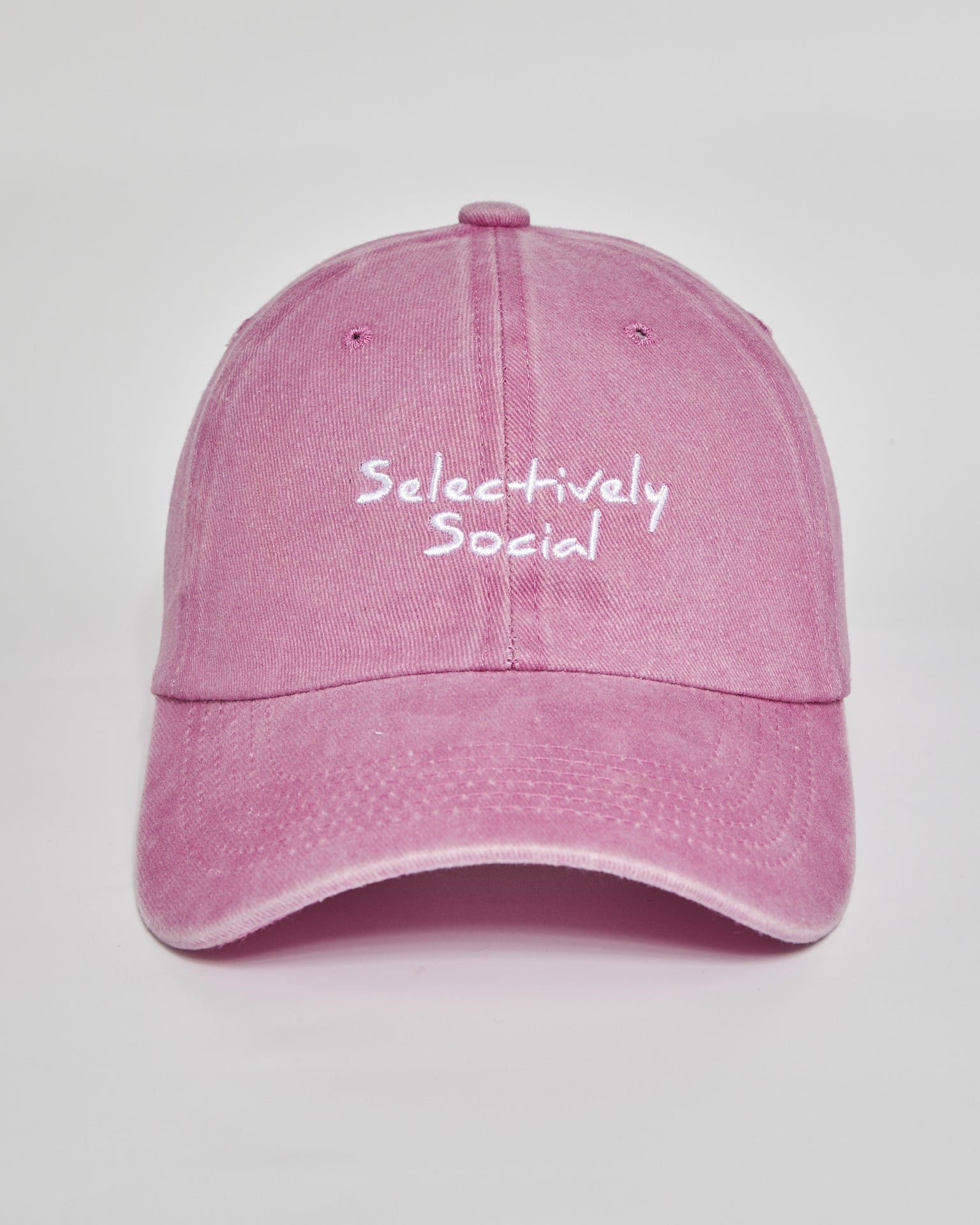 Selectively Social pink washed cap - front view