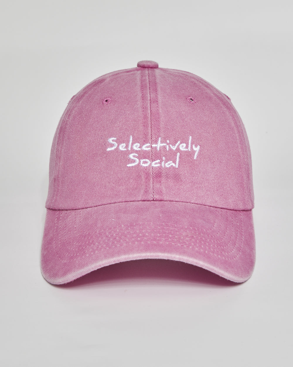 Selectively Social pink washed cap - front view