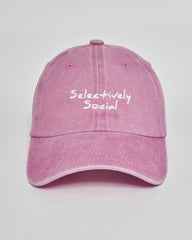 Selectively Social pink washed cap - front view