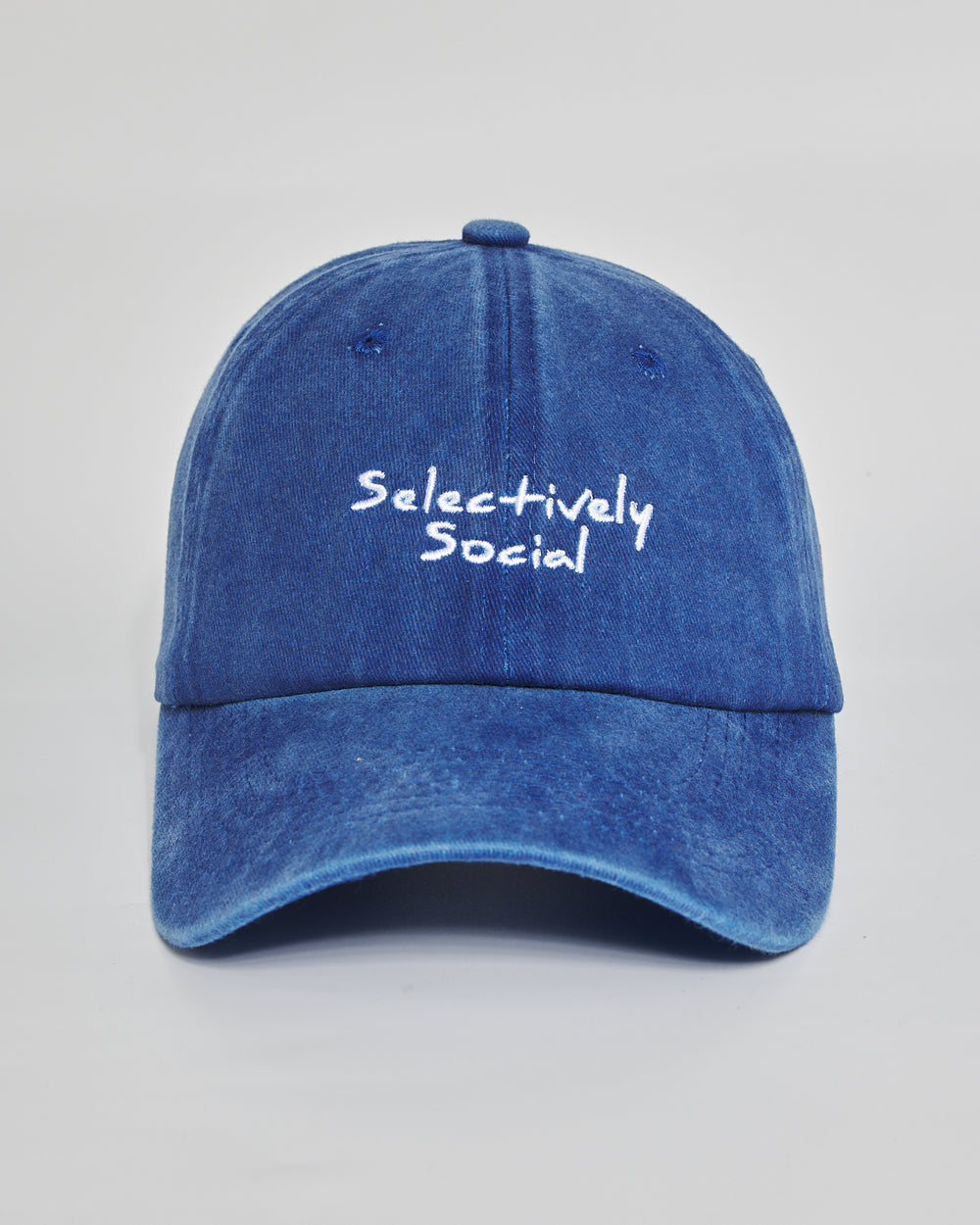 Selectively Social royal blue washed cap - front view