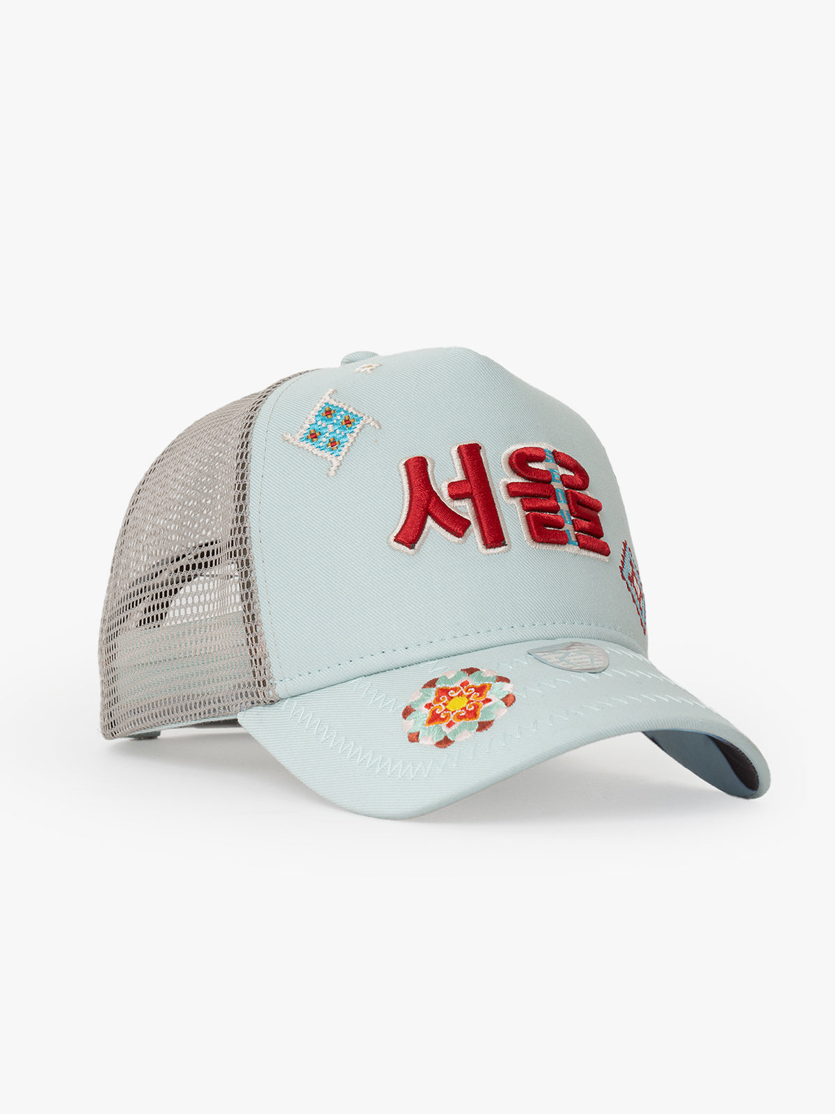 Side view of Seoul Mint Green Trucker Hat