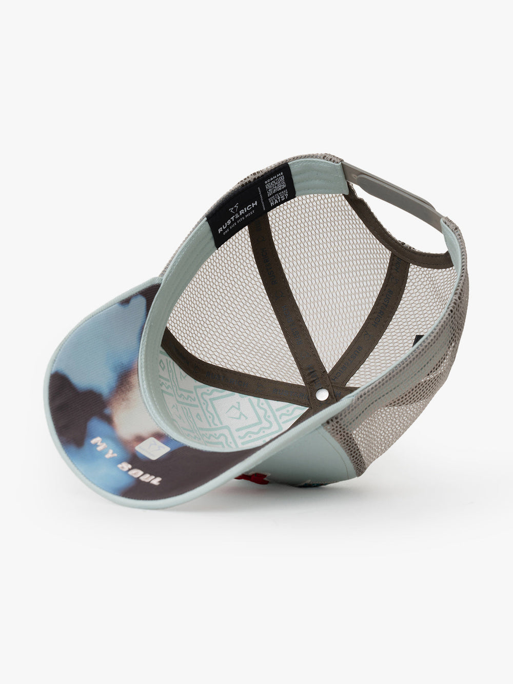 Seoul Mint Green Trucker Hat on a white background