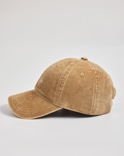Camel corduroy cap on a light gray background