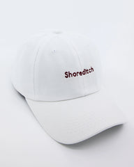 side look of shoreditch embroidered white cap