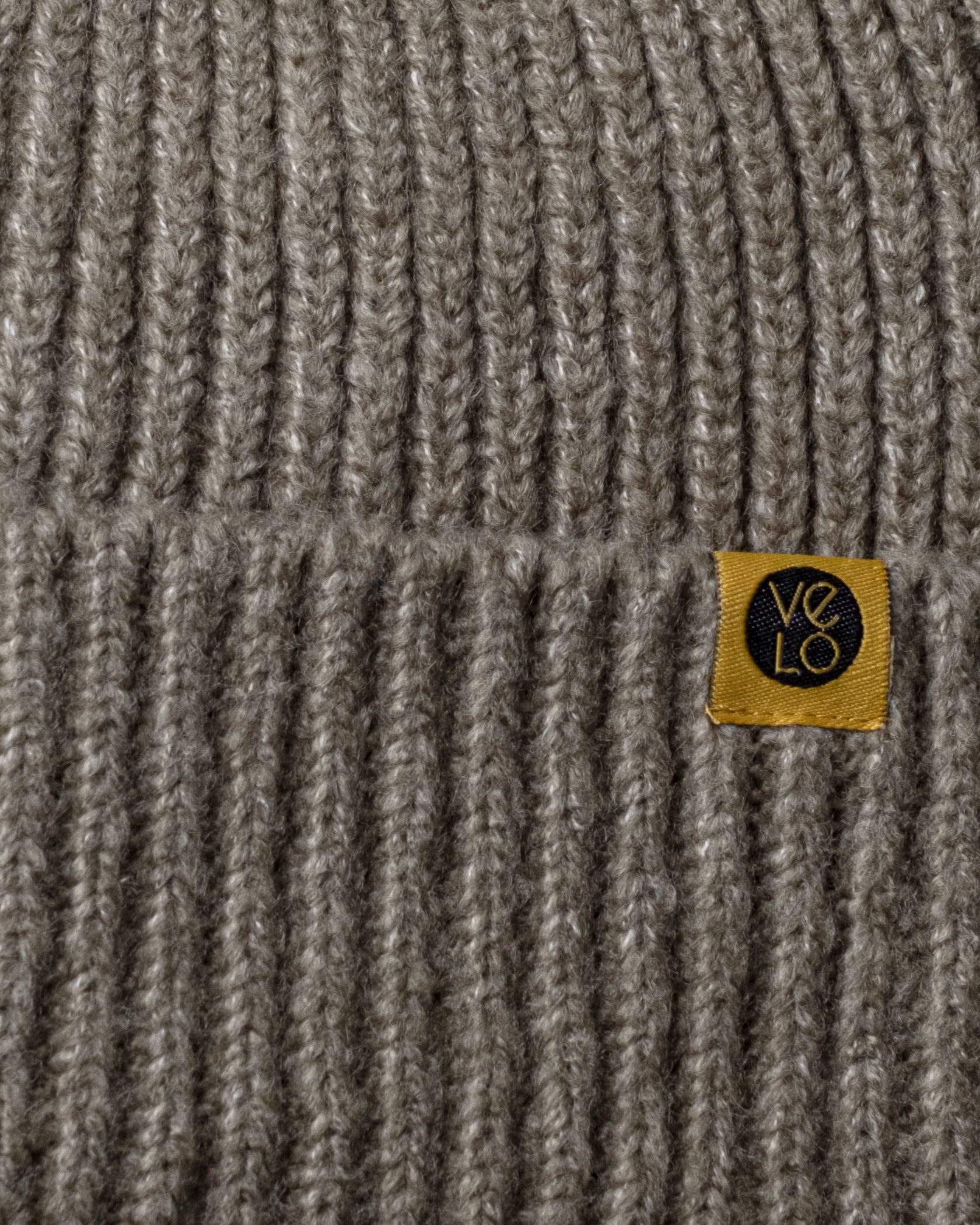 Close view of Taupe Lux Beanie