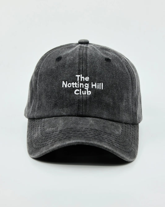 Front view of The Notting Hill Club Dark Gray Washed Cap