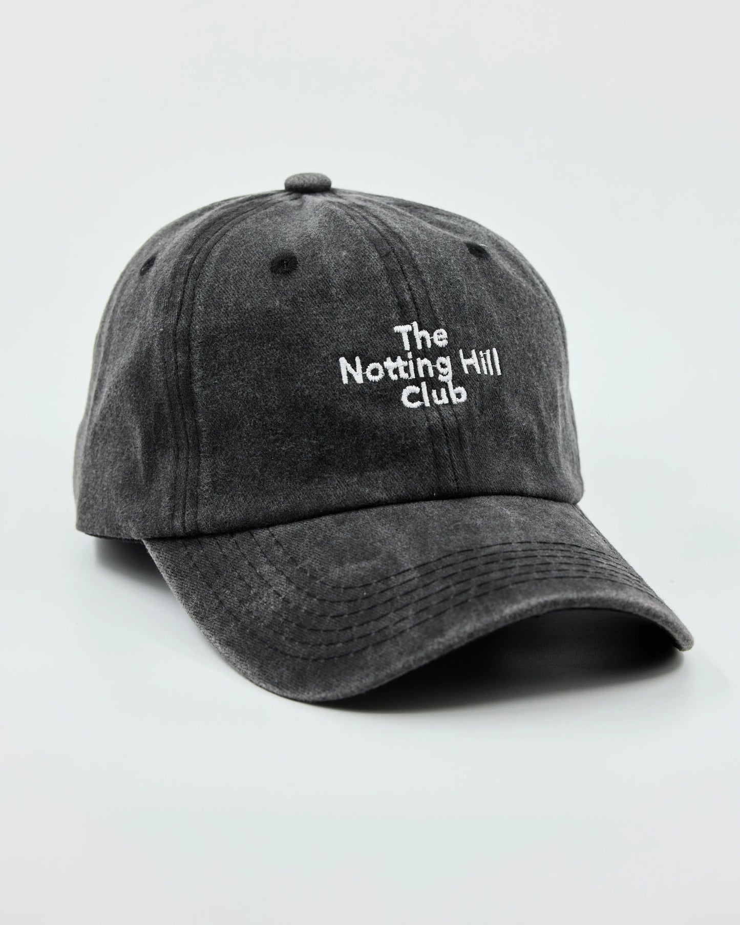 Side view of The Notting Hill Club Dark Gray Washed Cap