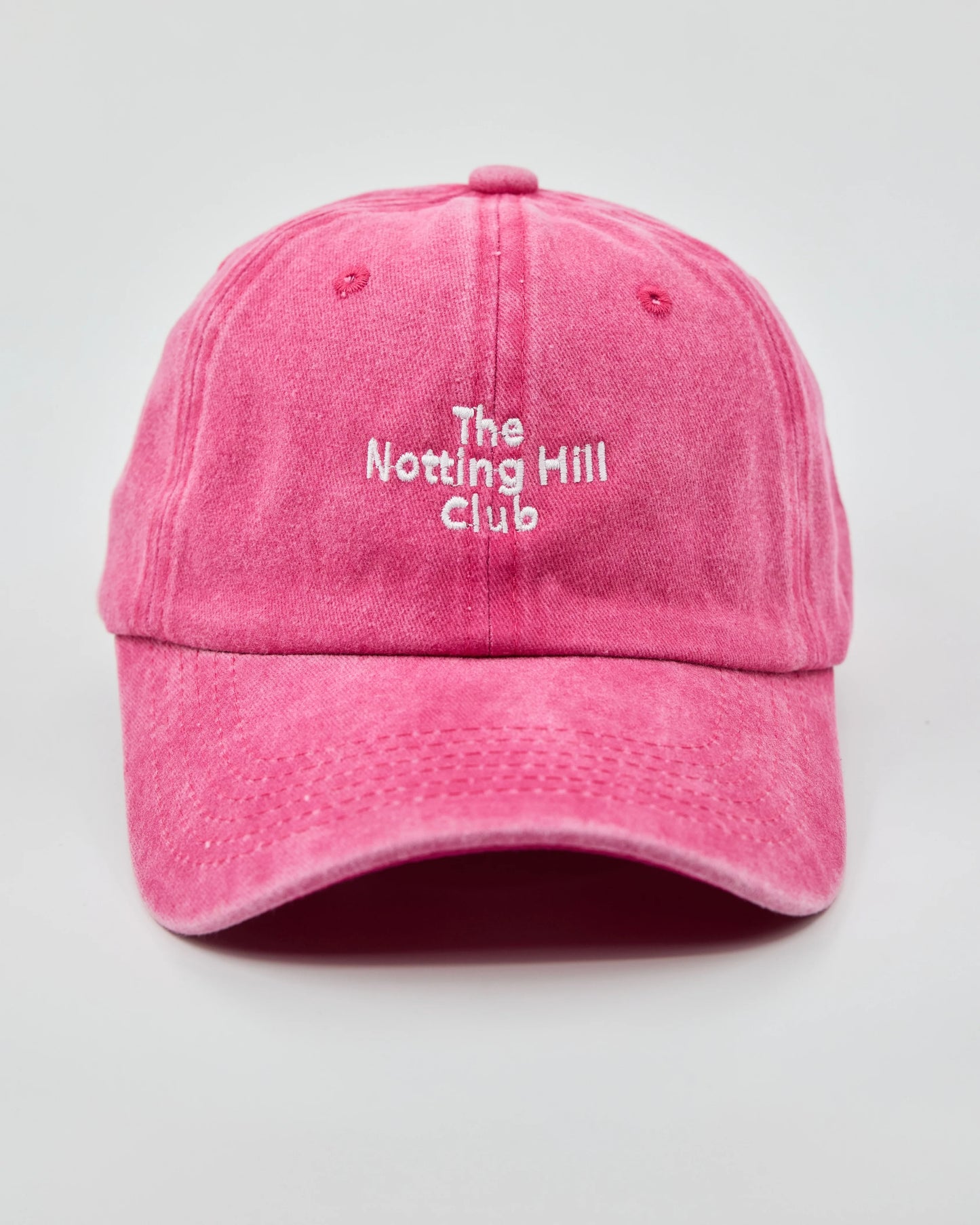 Front view of The Notting Hill Club Hot Pink Washed Cap
