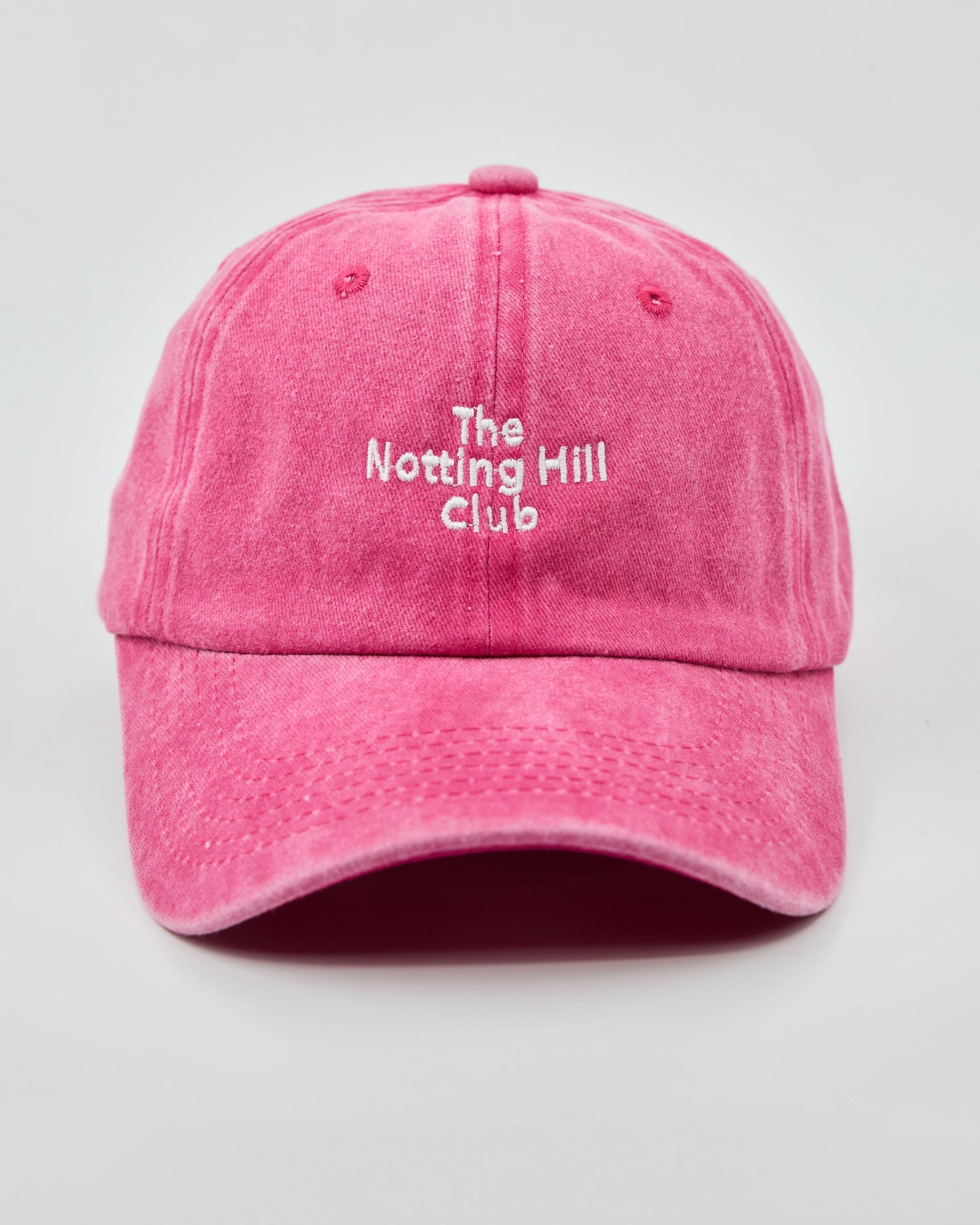 Front view of The Notting Hill Club Hot Pink Washed Cap