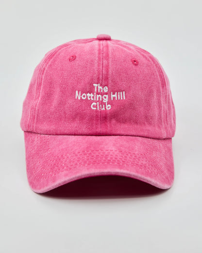 Front view of The Notting Hill Club Hot Pink Washed Cap