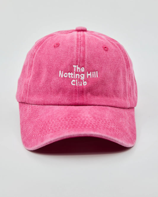Front view of The Notting Hill Club Hot Pink Washed Cap