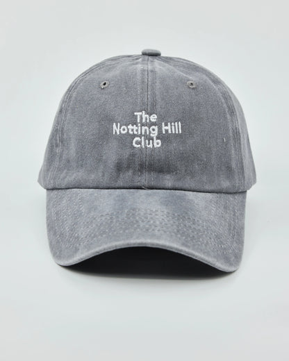 Front view of The Notting Hill Club Light Gray Washed Cap