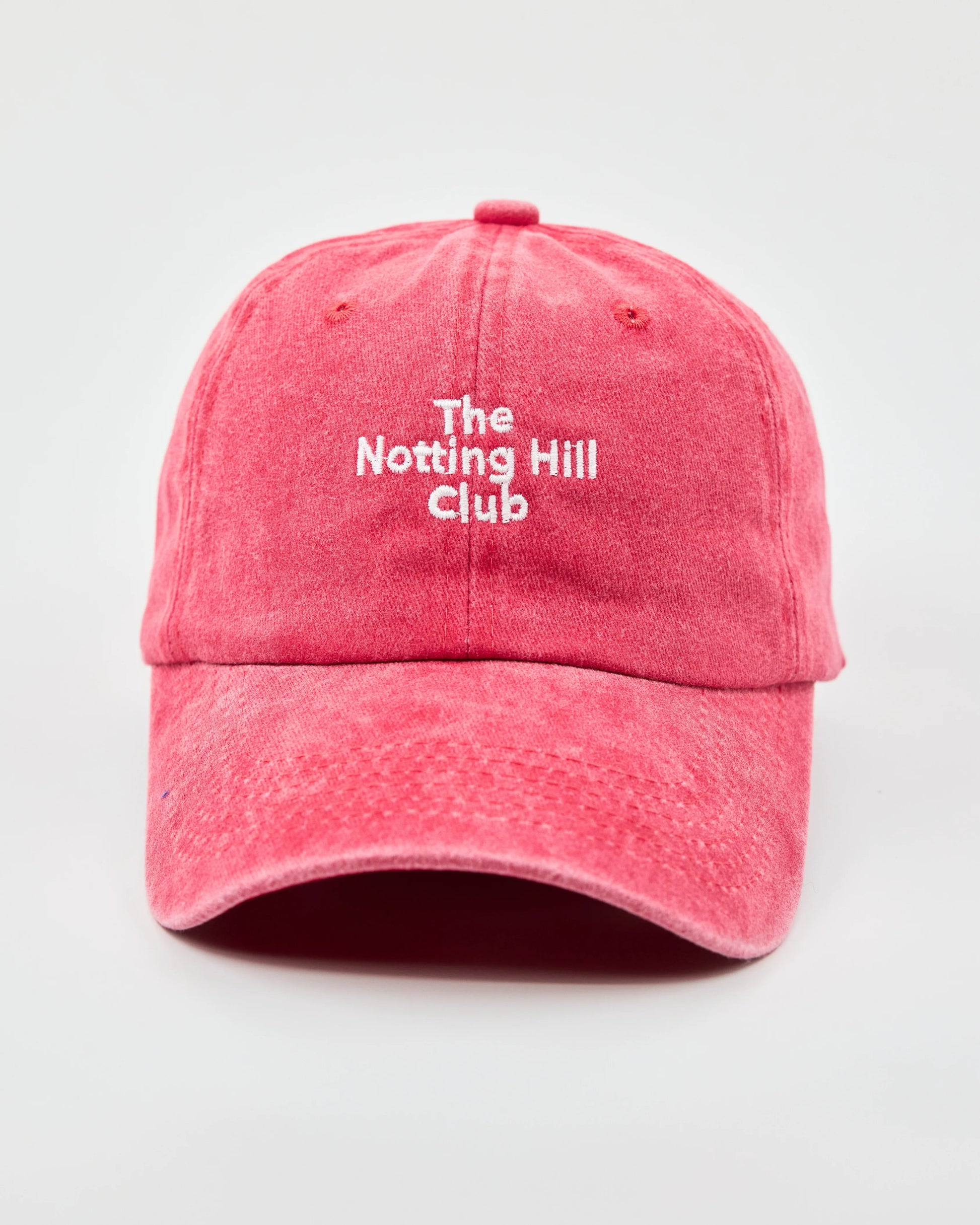 Front view of The Notting Hill Club Red Washed Cap