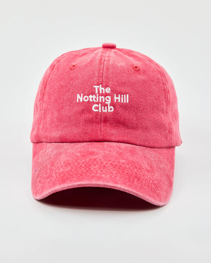 Front view of The Notting Hill Club Red Washed Cap