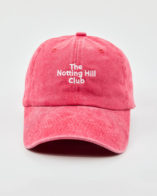 Front view of The Notting Hill Club Red Washed Cap