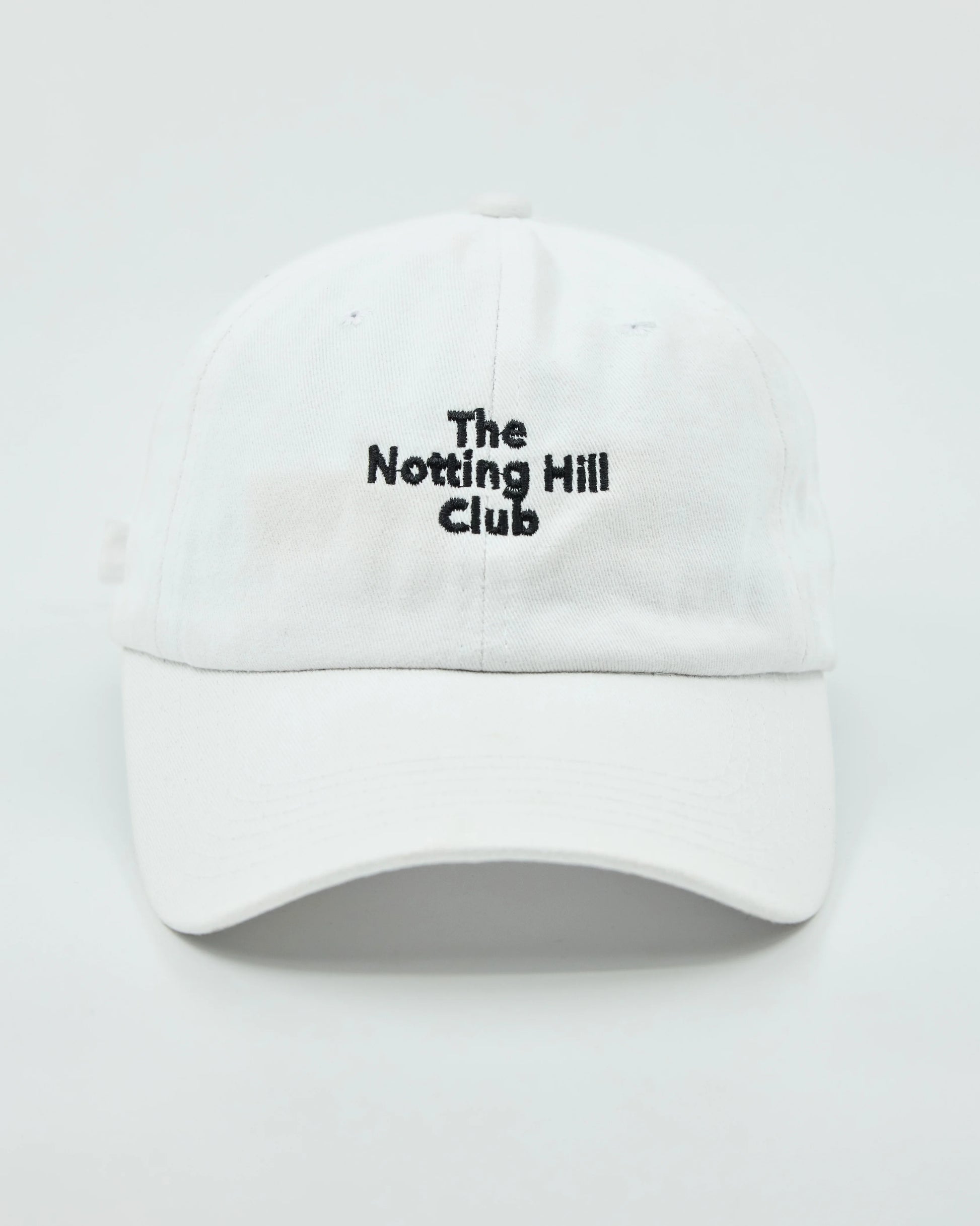 Front view of The Notting Hill Club White Washed Cap