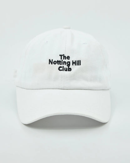 Front view of The Notting Hill Club White Washed Cap