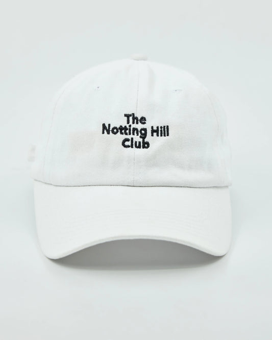 Front view of The Notting Hill Club White Washed Cap