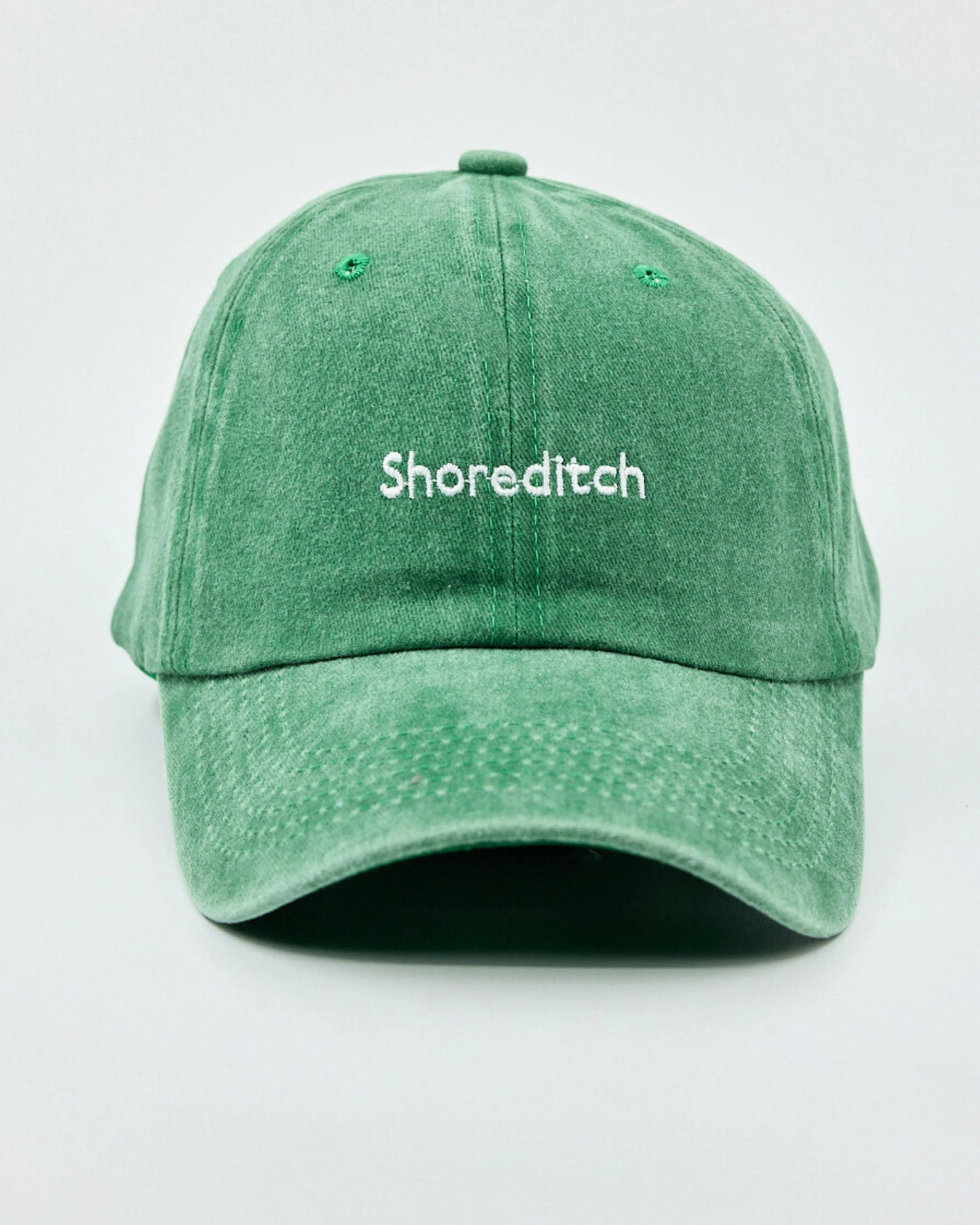 washed green shoreditch cap from the front