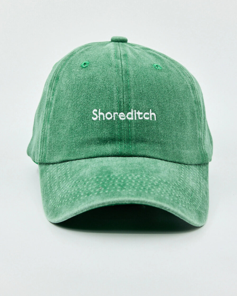 washed green shoreditch cap from the front