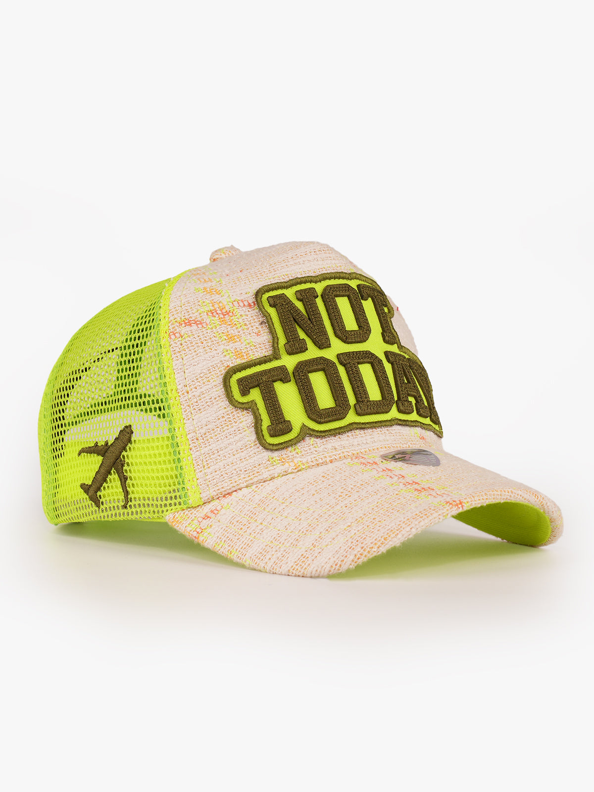Not Today Neon Green Trucker Cap detail view 3