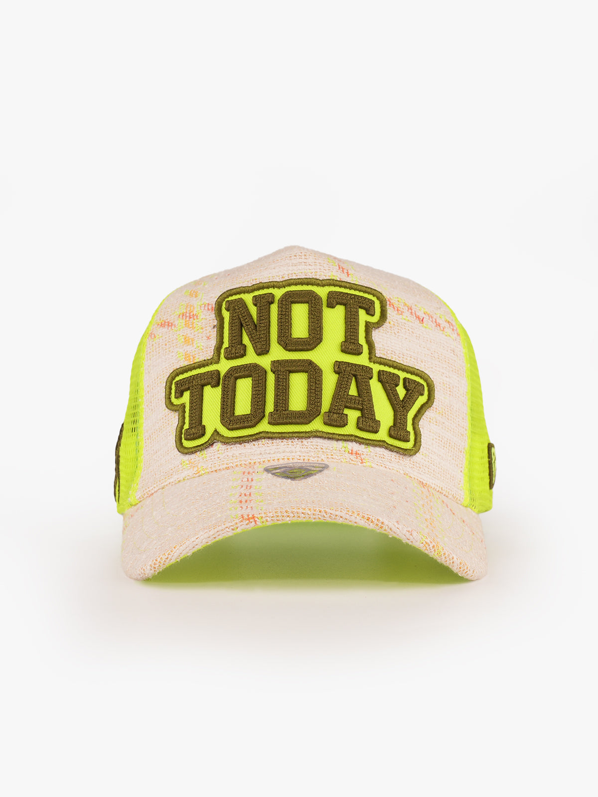 Not Today Neon Green Trucker Cap detail view 2