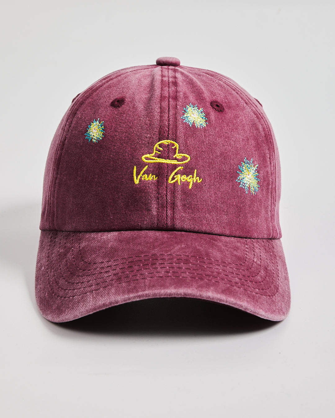 Front view of Van Gogh Burgundy Washed Cap