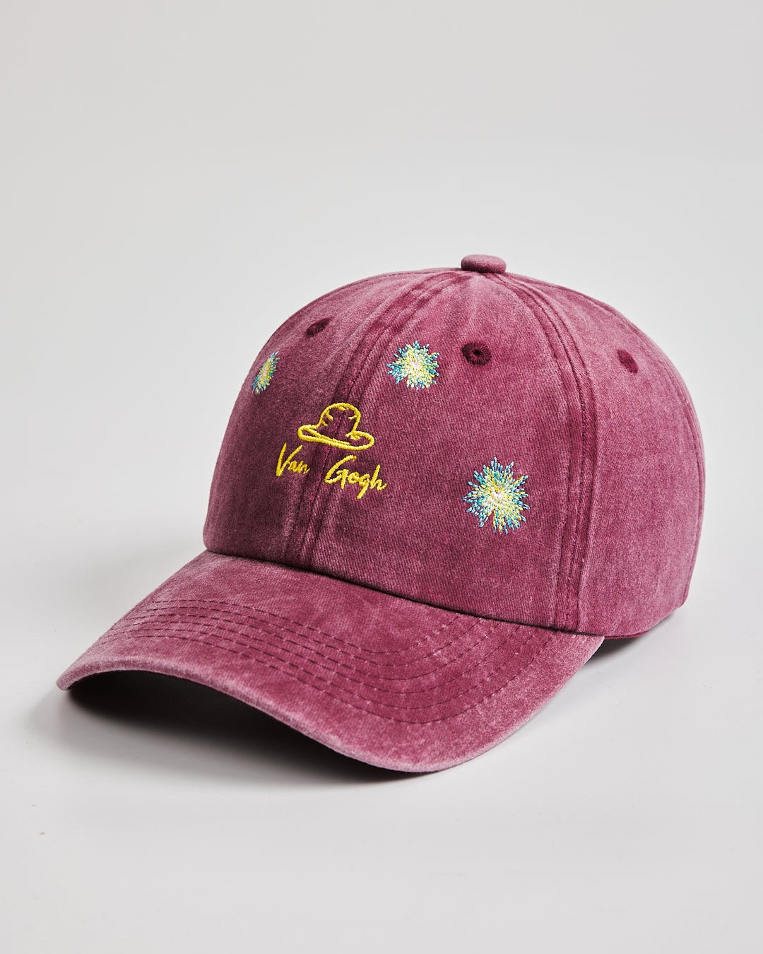 Side view of Van Gogh Burgundy Washed Cap