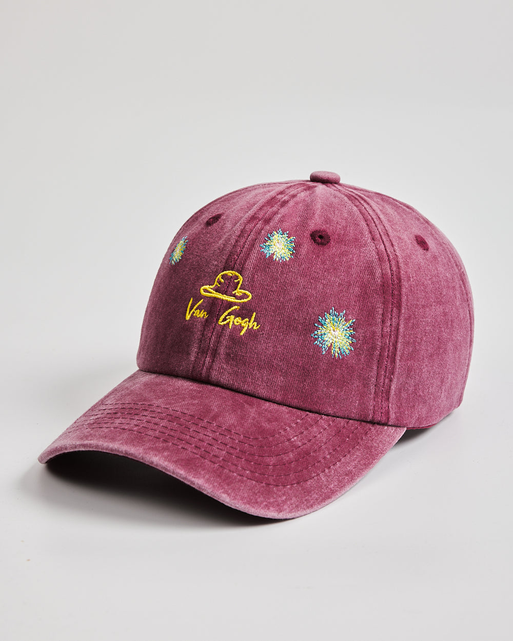 Side view of Van Gogh Burgundy Washed Cap
