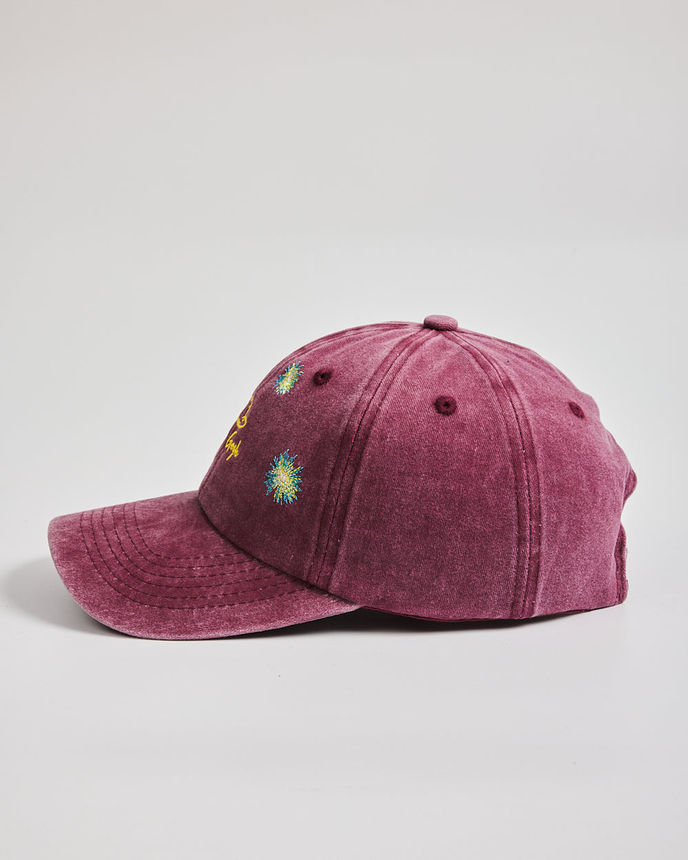 Van Gogh Burgundy Washed Cap on a light gray background