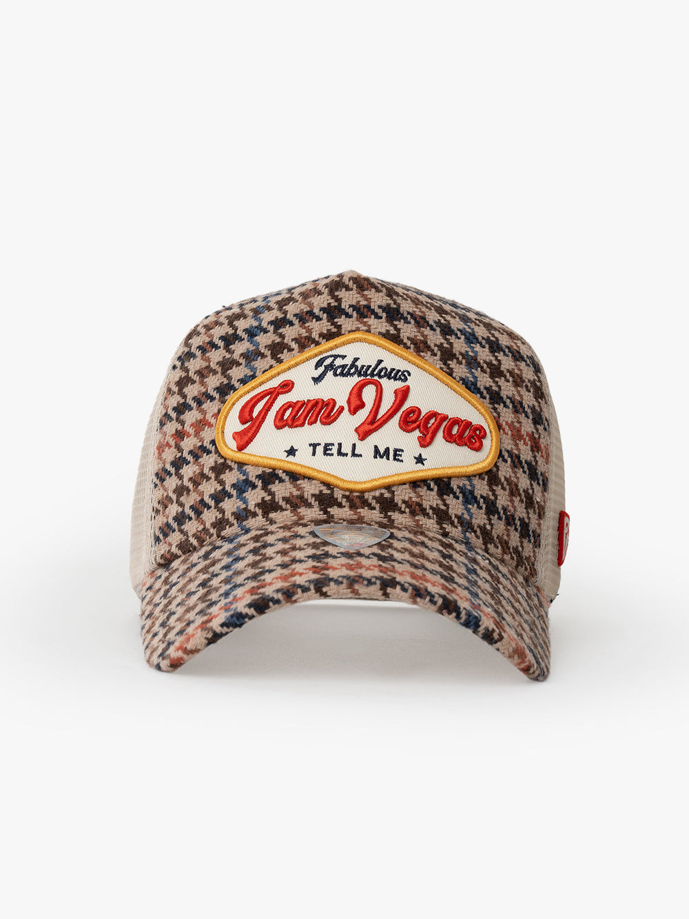 Front view of Vegas Beige Trucker Hat