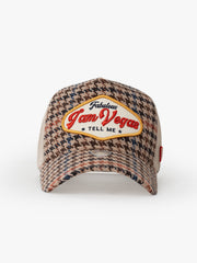 Front view of Vegas Beige Trucker Hat