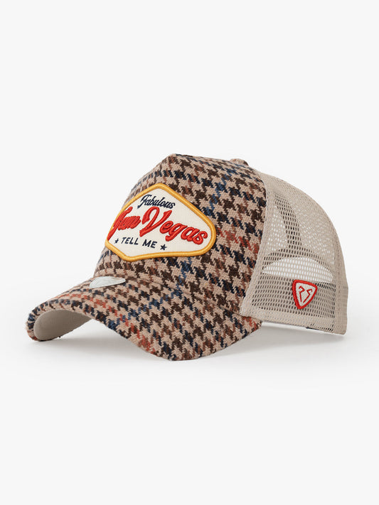 Side view of Vegas Beige Trucker Hat