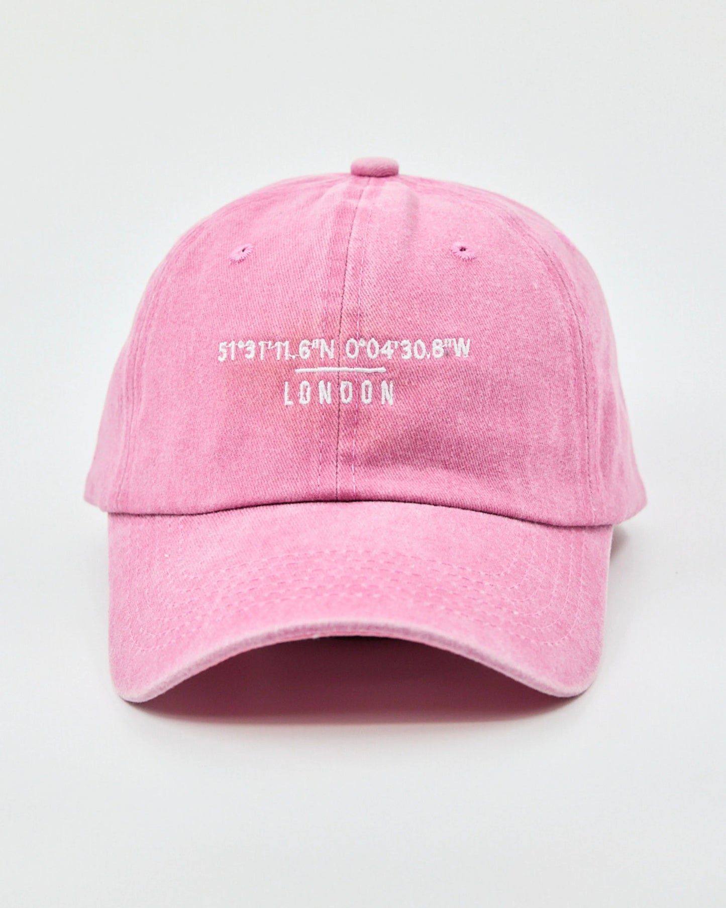 Front view of London Pink Washed Cap