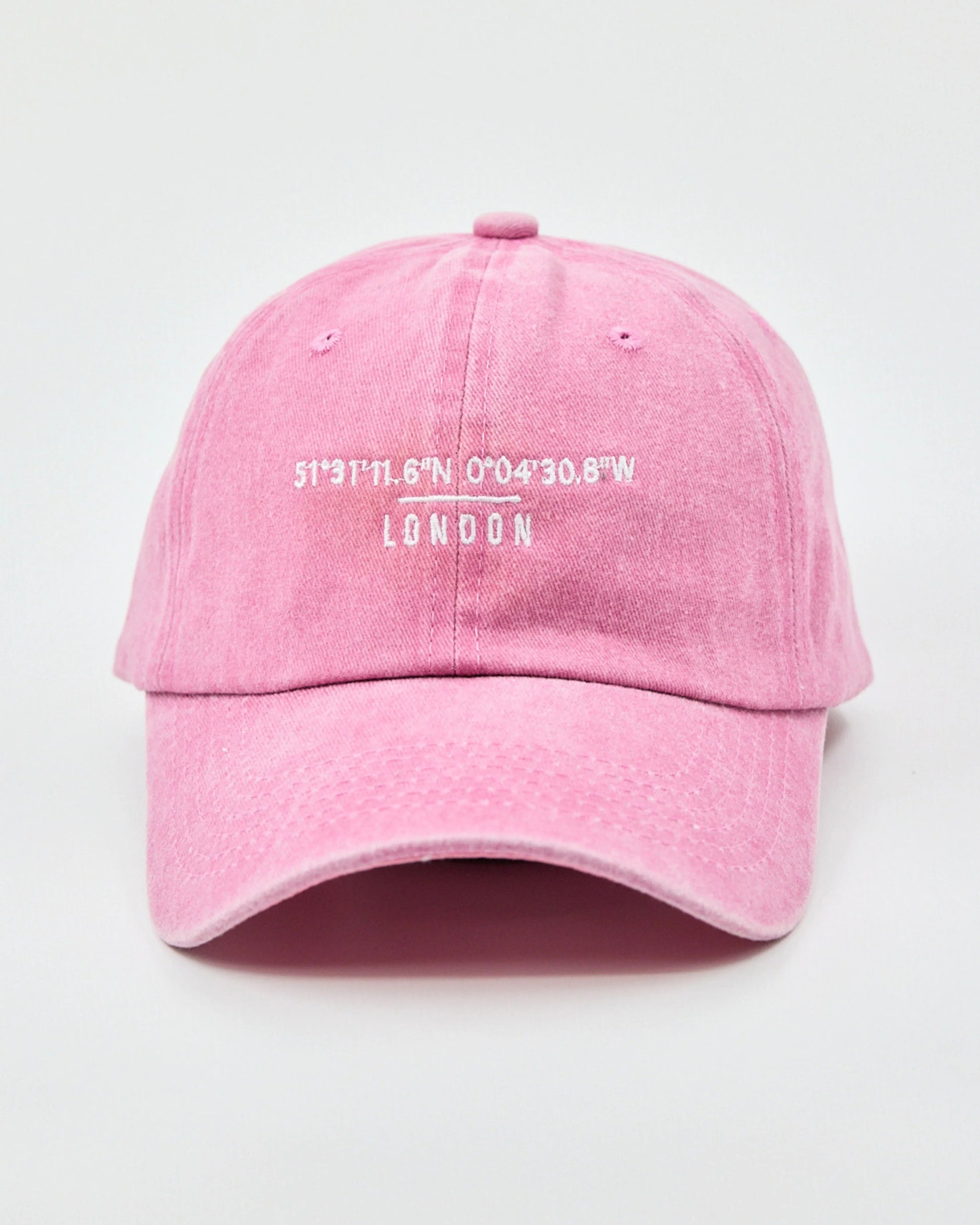 Front view of London Pink Washed Cap