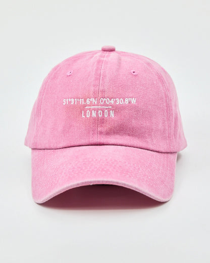 Front view of London Pink Washed Cap