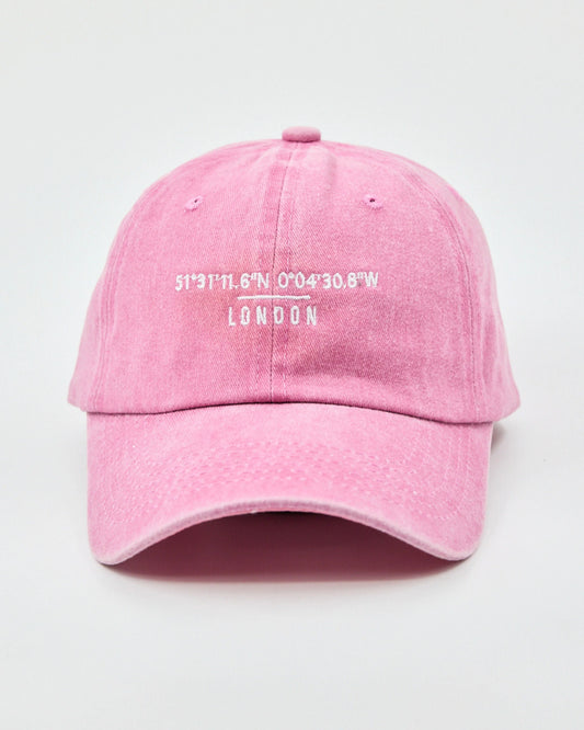 Front view of London Pink Washed Cap