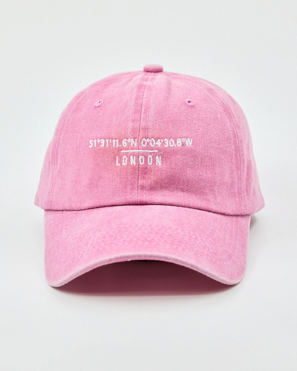 Front view of London Pink Washed Cap