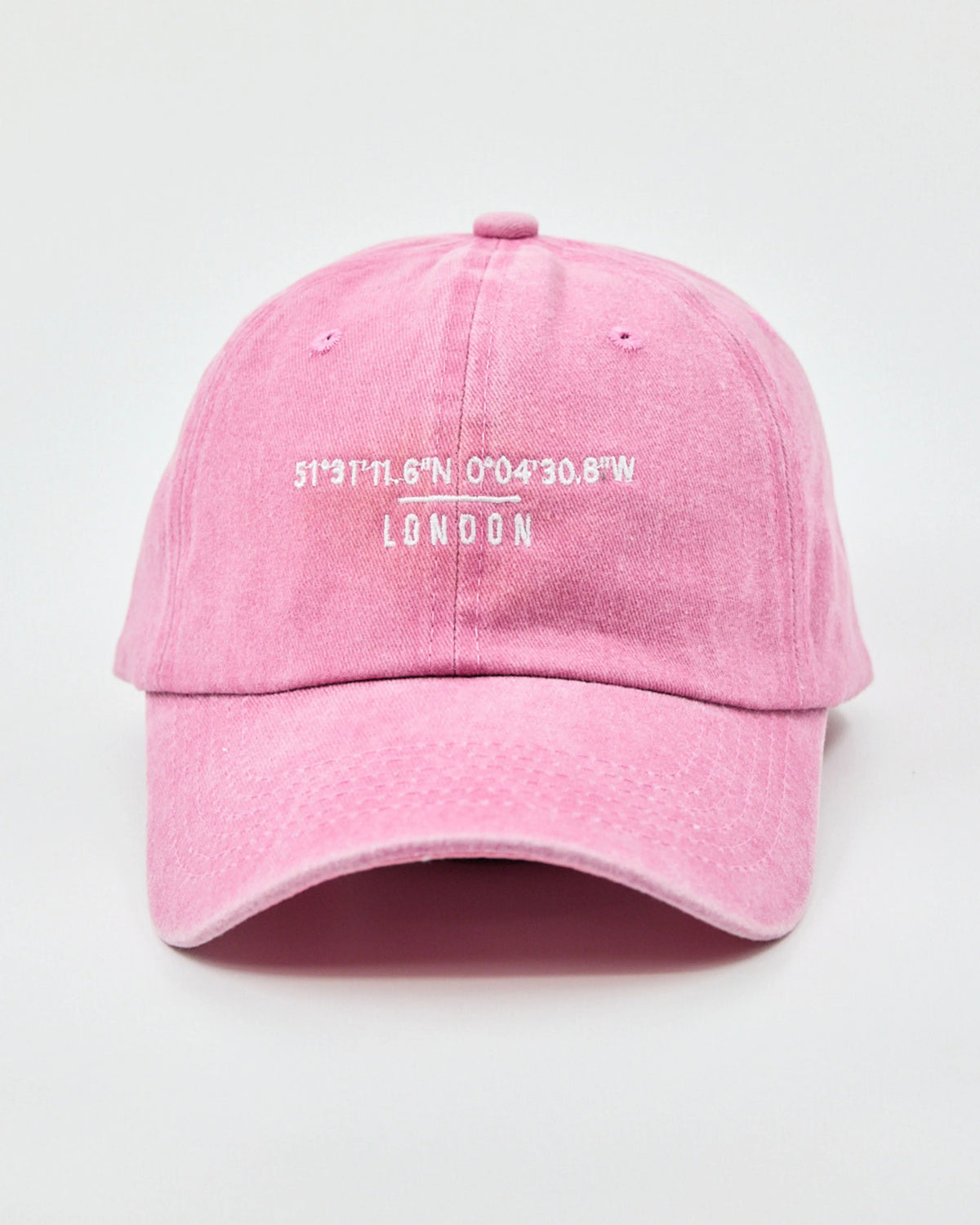 Front view of London Pink Washed Cap