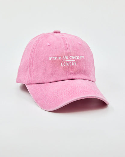 Side view of London Pink Washed Cap