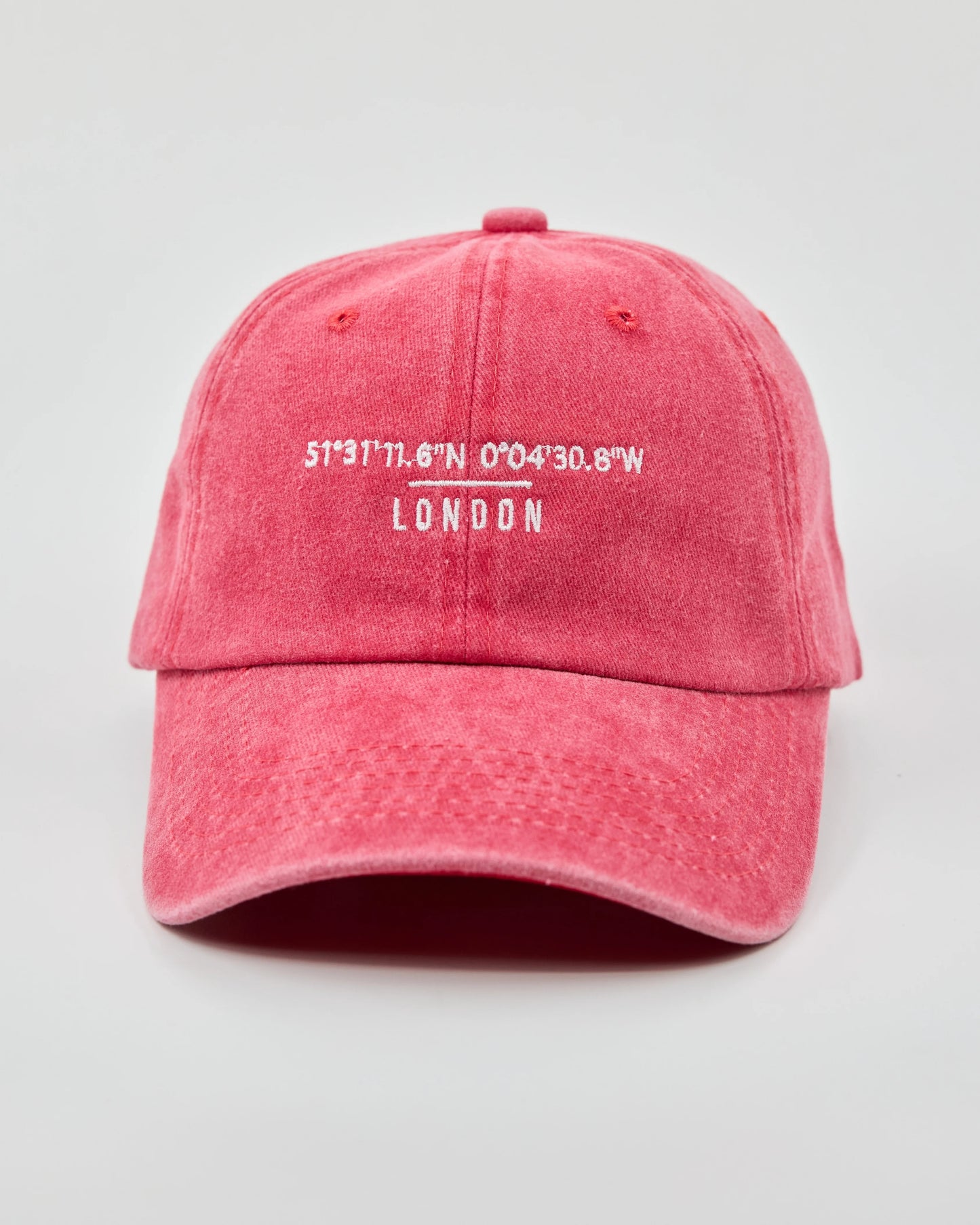 Front view of London Red Washed Cap