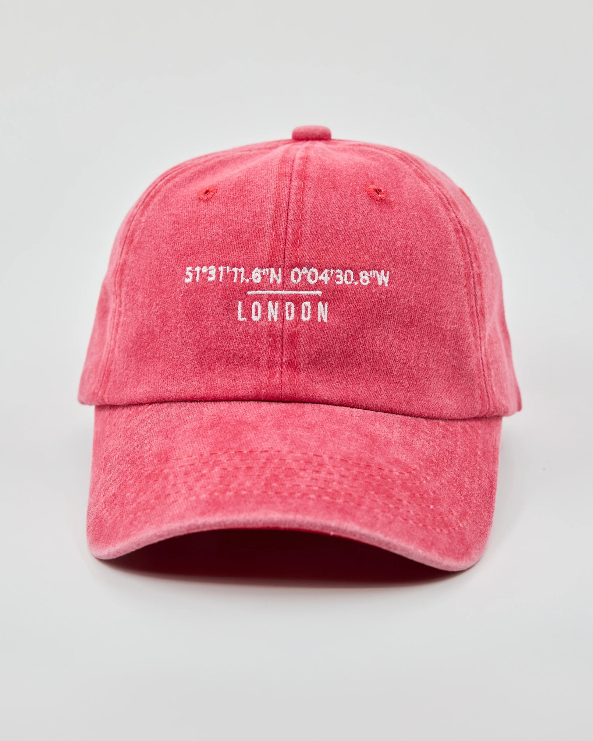 Front view of London Red Washed Cap