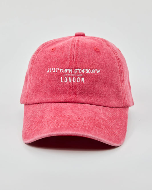 Front view of London Red Washed Cap