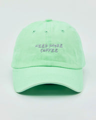 Need More Coffee Light Green Washed Cap