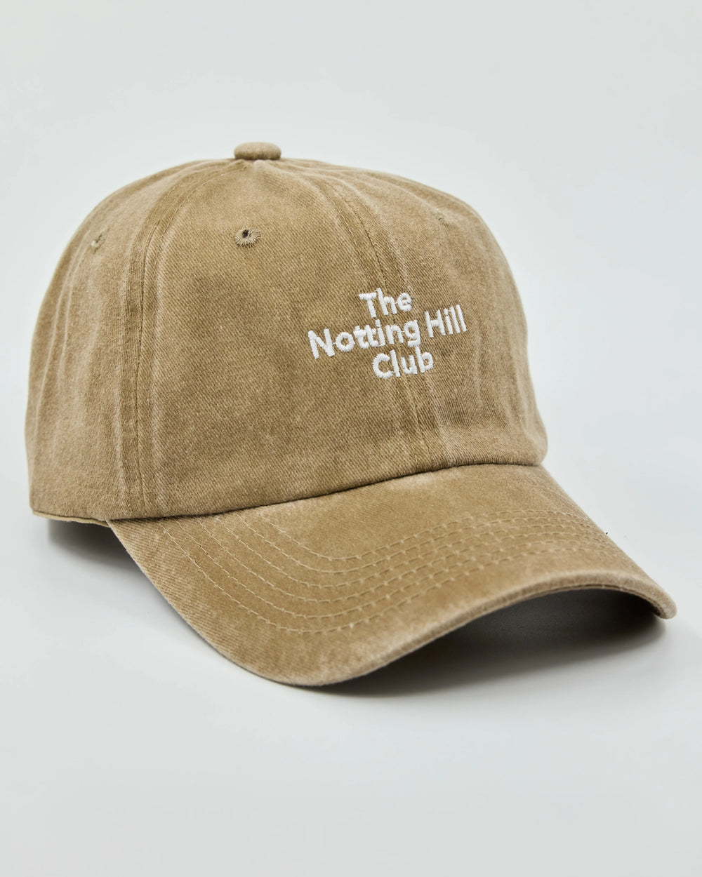 Front view of The Notting Hill Club Beige Washed Cap