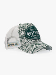 Side view of Vintage Race Green Trucker Hat