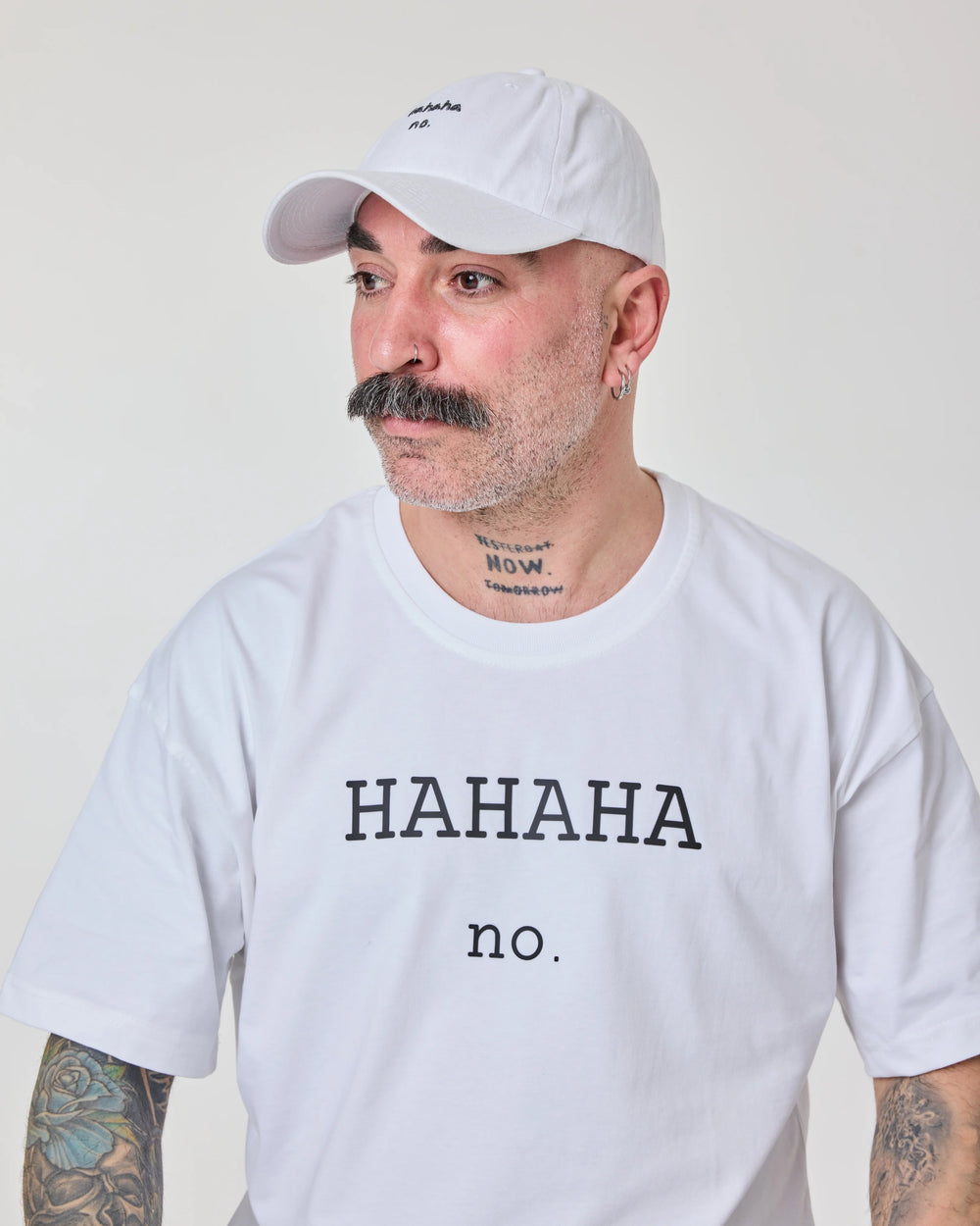 man wearing White Hahaha No Washed Cap