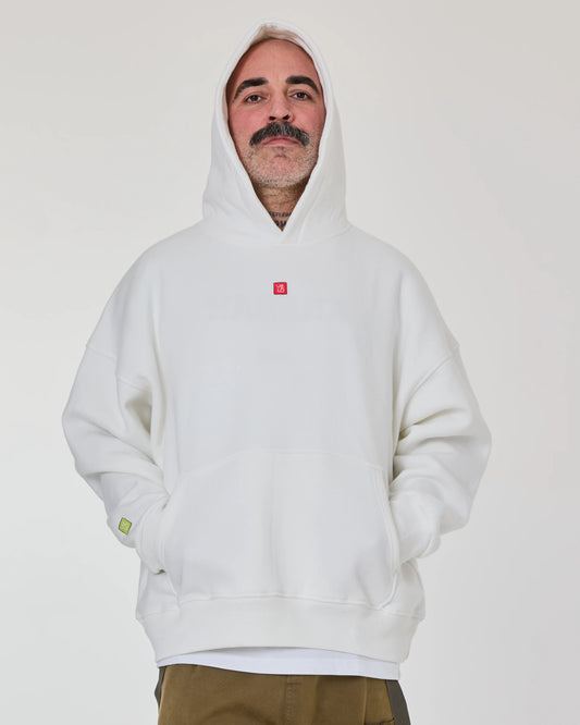 front view of Love Pixel White Hoodie