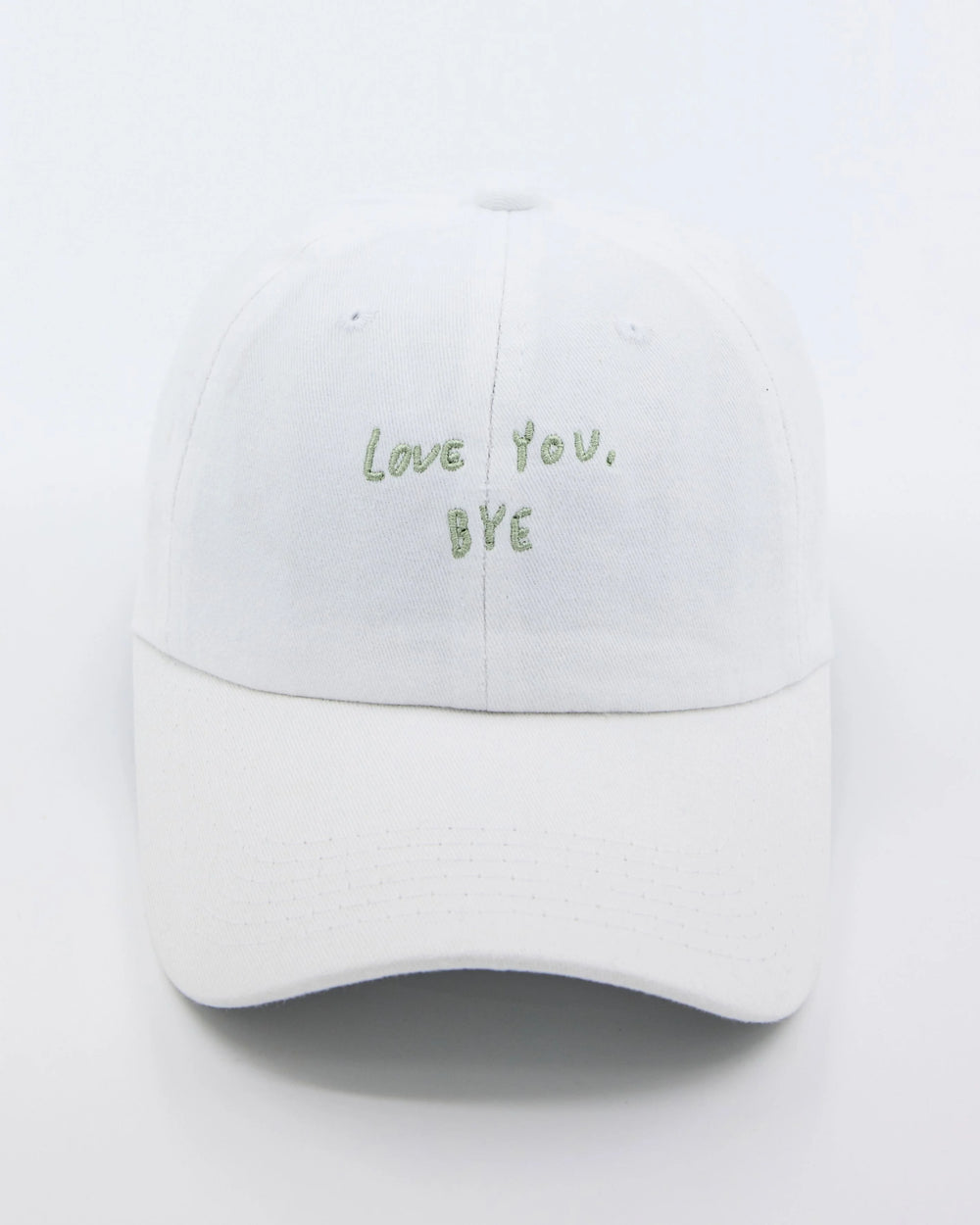 front view of Love You Bye White Washed Cap Hat