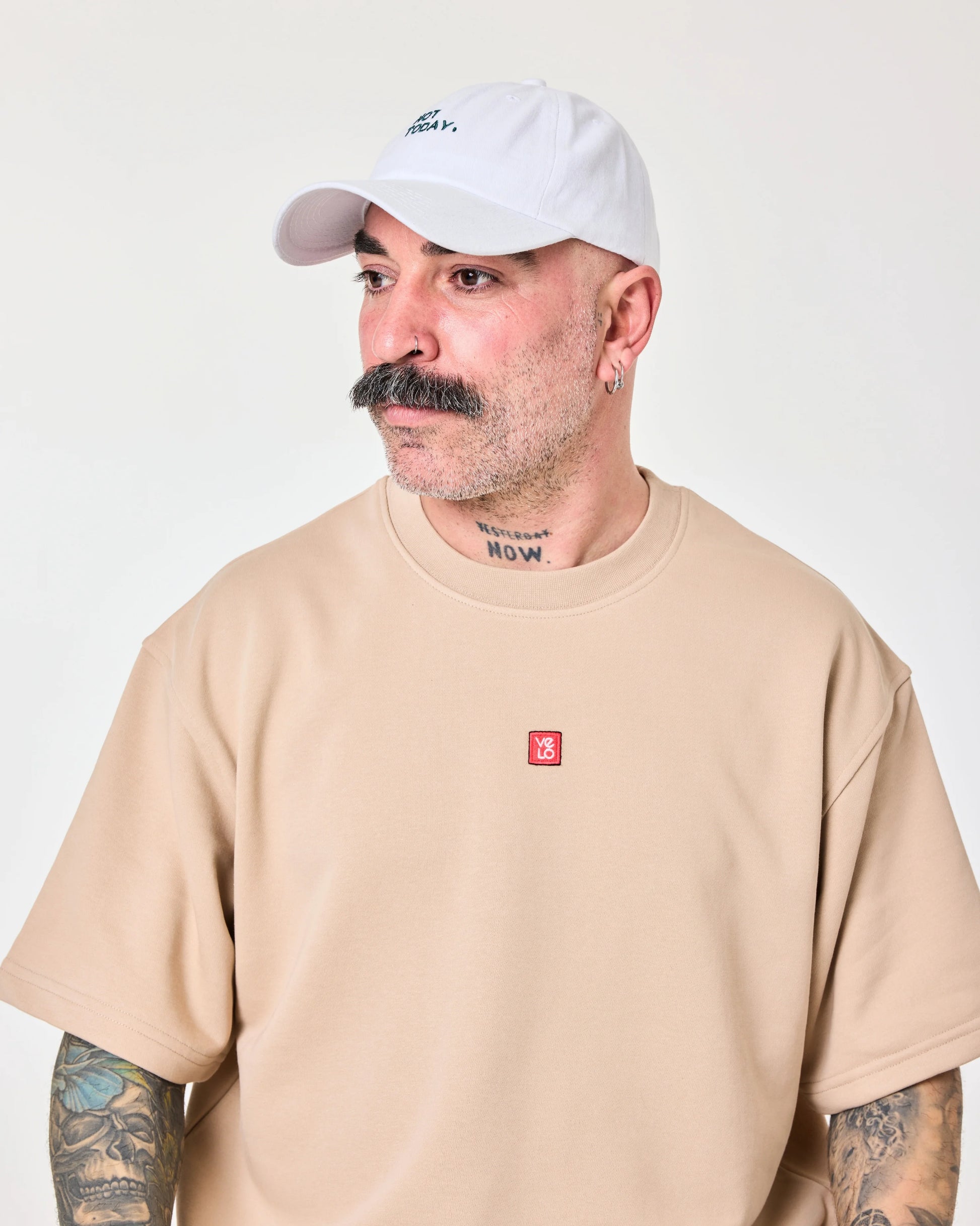 man wearing Not Today white washed cap